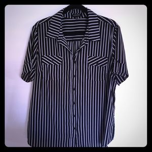 Notations Black and white stripes women shirt